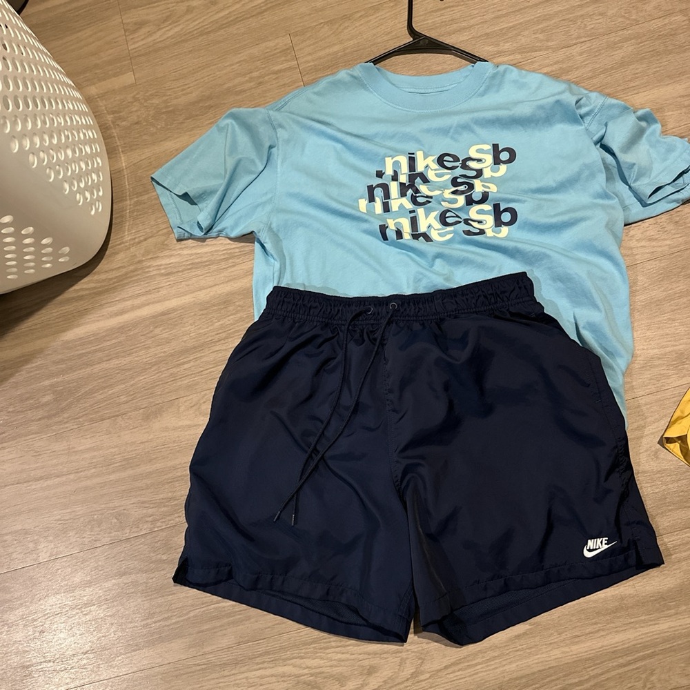 Nike SB Light Blue Tee and Dark Blue Shorts